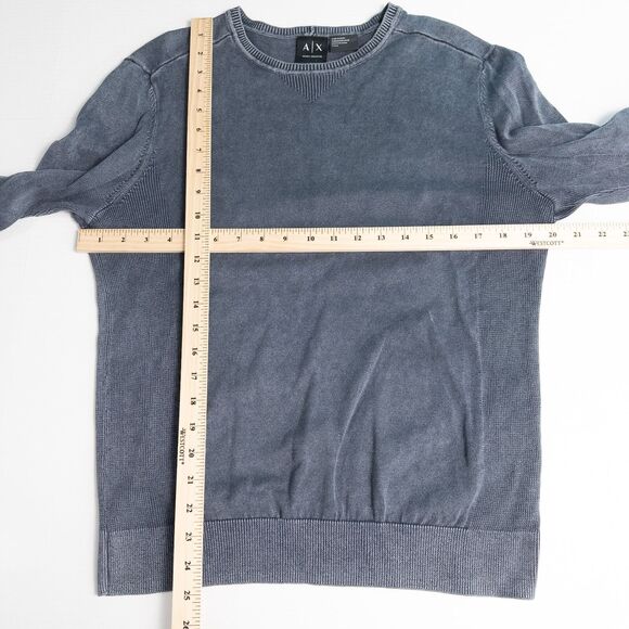 Armani Exchange Cotton Crew Neck Knit Pullover Sweater Mens Small Blue Gray - Picture 4 of 13